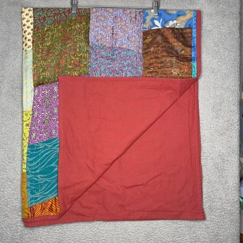 Hand Stitched Quilt Blanket Patchwork Multicolor Rust‎ Fall Tones 59